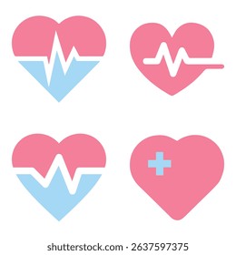 Flat Vector Medical Icons Set. 4 Modern Health Symbols for Healthcare Design, Apps, and Infographics