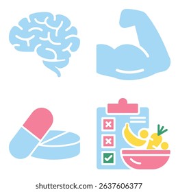 Flat Vector Medical Icons Set. 4 Modern Health Symbols for Healthcare Design, Apps, and Infographics