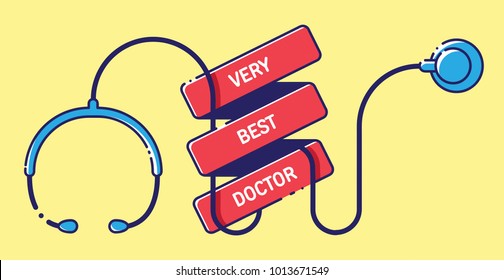 Flat Vector Medical Illustration. Design element for Best Doctor