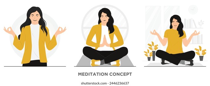 Ilustración de concepto de meditación de Vector plano