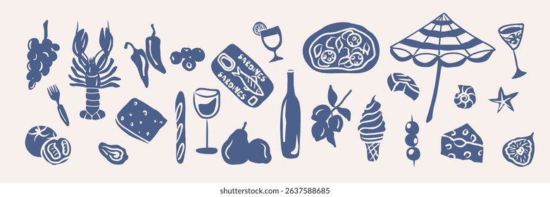 Flat vector mediterranean vacation collection