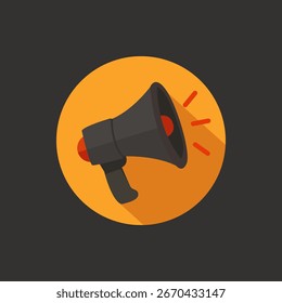 Flat Vector Megaphone Icon – Announcement and Public Speaking Symbol in Circle Design