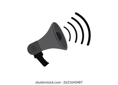 Flat vector megaphone icon with sound waves. Loudspeaker for announcement or marketing concept.