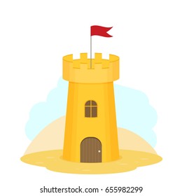 Flat vector Middle Ages tower in sands