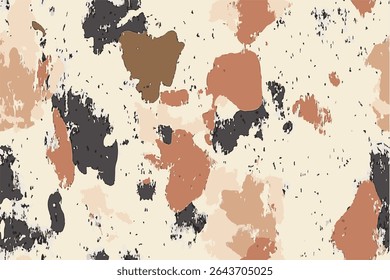 A flat vector military camouflage pattern with an earth-toned color palette.The background is a seamless repeating of the same design in various shades, creating a sense of depth and texture.