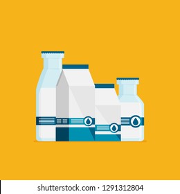 Flat vector milk icon set isolated on color background
