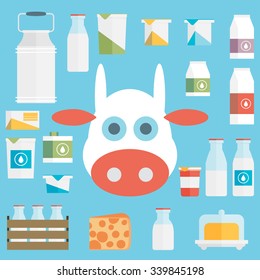 Flat vector milk icon set