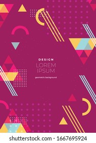 Flat vector. Minimal geometric background. Dynamic shapes composition. Eps10 vector.