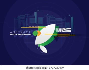 Flat vector. Minimal geometric background. Dynamic shapes composition. Eps10 vector.