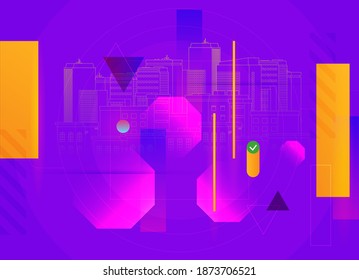 Flat vector. Minimal geometric background. Dynamic shapes composition. Eps10 vector.