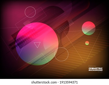 Flat vector. Minimal geometric background. Dynamic shapes composition. Eps10 vector.