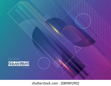 Flat vector. Minimal geometric background. Dynamic shapes composition. Eps10 vector.