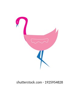 Flat or vector minimalist flamingo logo or icon