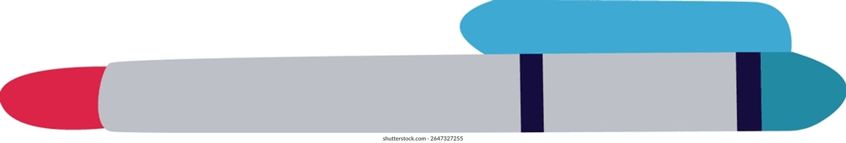 Flat vector of a modern pen with colorful accents, perfect for school or office supply themes, design resources, and writing-focused illustrations.