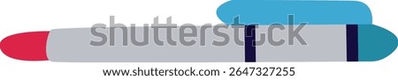Flat vector of a modern pen with colorful accents, perfect for school or office supply themes, design resources, and writing-focused illustrations.