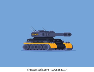 Flat vector modern tank isolated on bright background