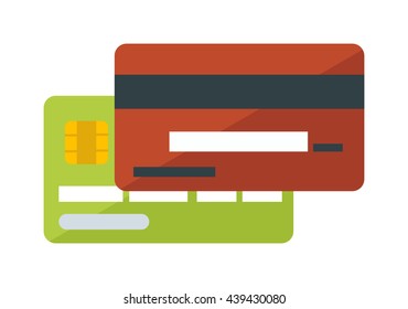 Flat vector money credit card isolated on white background