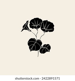 Flat vector morning glory flower illustration