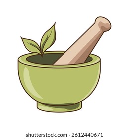 Flat Vector Mortar and pestle graphic, Mortar and pestle illustration isolated white background