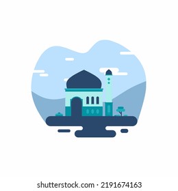 flat vector mosque illustration design
