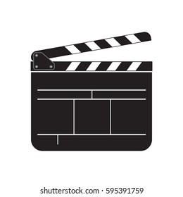 A flat vector movie clapboard on a solid color background.