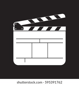 A flat vector movie clapboard on a solid color background.