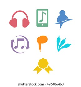Flat vector music related icons set