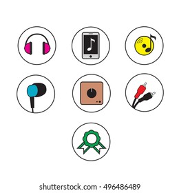 Flat vector music related icons set 