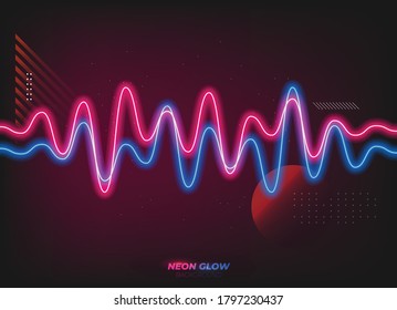 Flat vector. Neon glow cyberpunk background. Dynamic shapes composition. Eps10 vector.