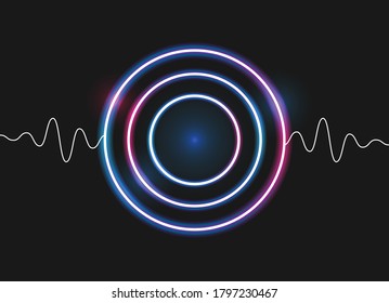 Flat vector. Neon glow cyberpunk background. Dynamic shapes composition. Eps10 vector.