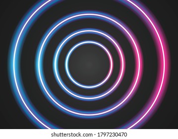 Flat vector. Neon glow cyberpunk background. Dynamic shapes composition. Eps10 vector.