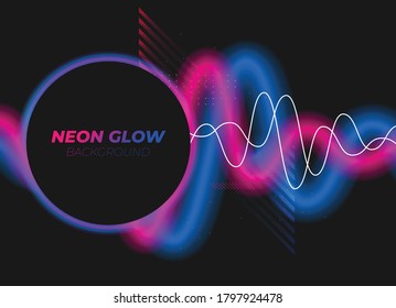 Flat vector. Neon glow cyberpunk background. Dynamic shapes composition. Eps10 vector.