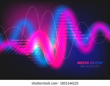 Flat vector. Neon glow cyberpunk background. Dynamic shapes composition. Eps10 vector.
