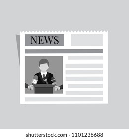 Flat vector. News concept. Newspaper, cup of coffee, smart phone and pen. 