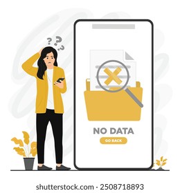 Flat vector no data search error landing concept illustration
