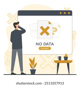 Flat vector no data search error landing concept illustration 