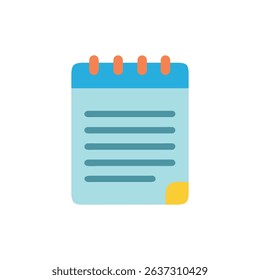 Flat vector notepad icon with notes on White Background