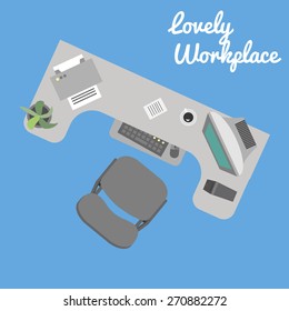 Flat vector office workplace in eps