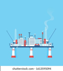 Flat vector Oil Platform Oil Industry