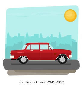 Flat vector old car