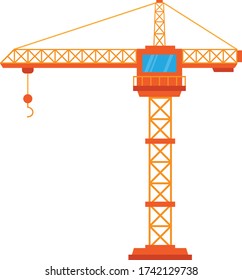 Flat Vector Orange Crane Illustration