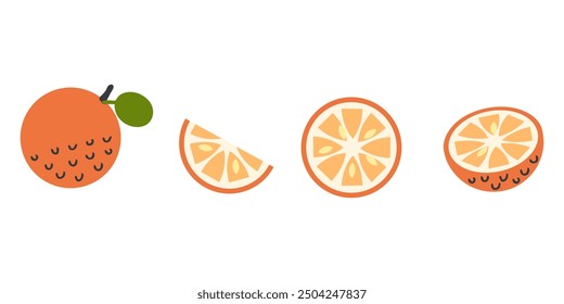Flache, orangefarbene Vektorgrafik und Clipart-Kollektion in Retro-Stil. Perfekte Kunst für Aufkleber, Poster, Etikett, Verkauf, Karte. Handgezeichnete Illustration für Dekor und Design.


