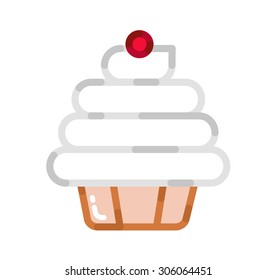 Flat Vector Outline Style Icon of Food Muffin. Fast food