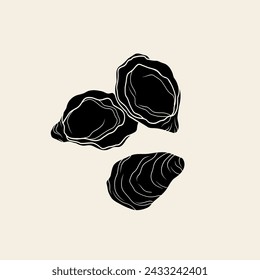 Flat vector oysters illustration. Seafood illustration