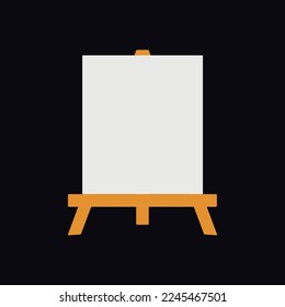 Flat vector painting tools in childish style. Hand drawn art supplies, easel with canvas. Clipart elements isolated on white background