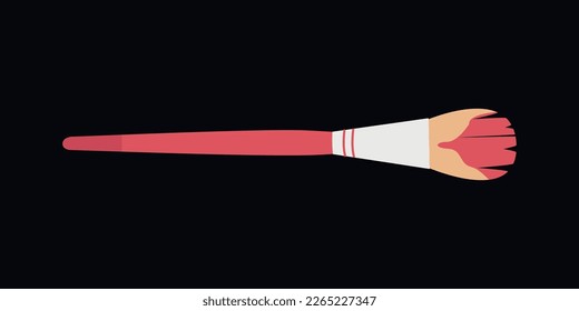 Flat vector painting tools in childish style. Hand drawn art supplies, paint brushes for acrylic, gouache. Clipart elements isolated on white background