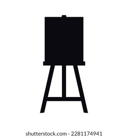 Herramientas planas de pintura vectorial al estilo infantil. Artículos de arte dibujados a mano, caballete con lienzo. Elementos del componente aislados en fondo blanco