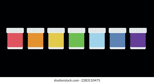 Flat vector painting tools in childish style. Hand drawn art supplies, closed jar with gouache paint. Clipart elements isolated on white background