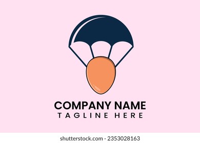 Flat vector parachute balloon boiled egg logo modern style template
