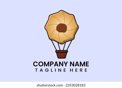 Flat vector parachute balloon bomb logo modern style template